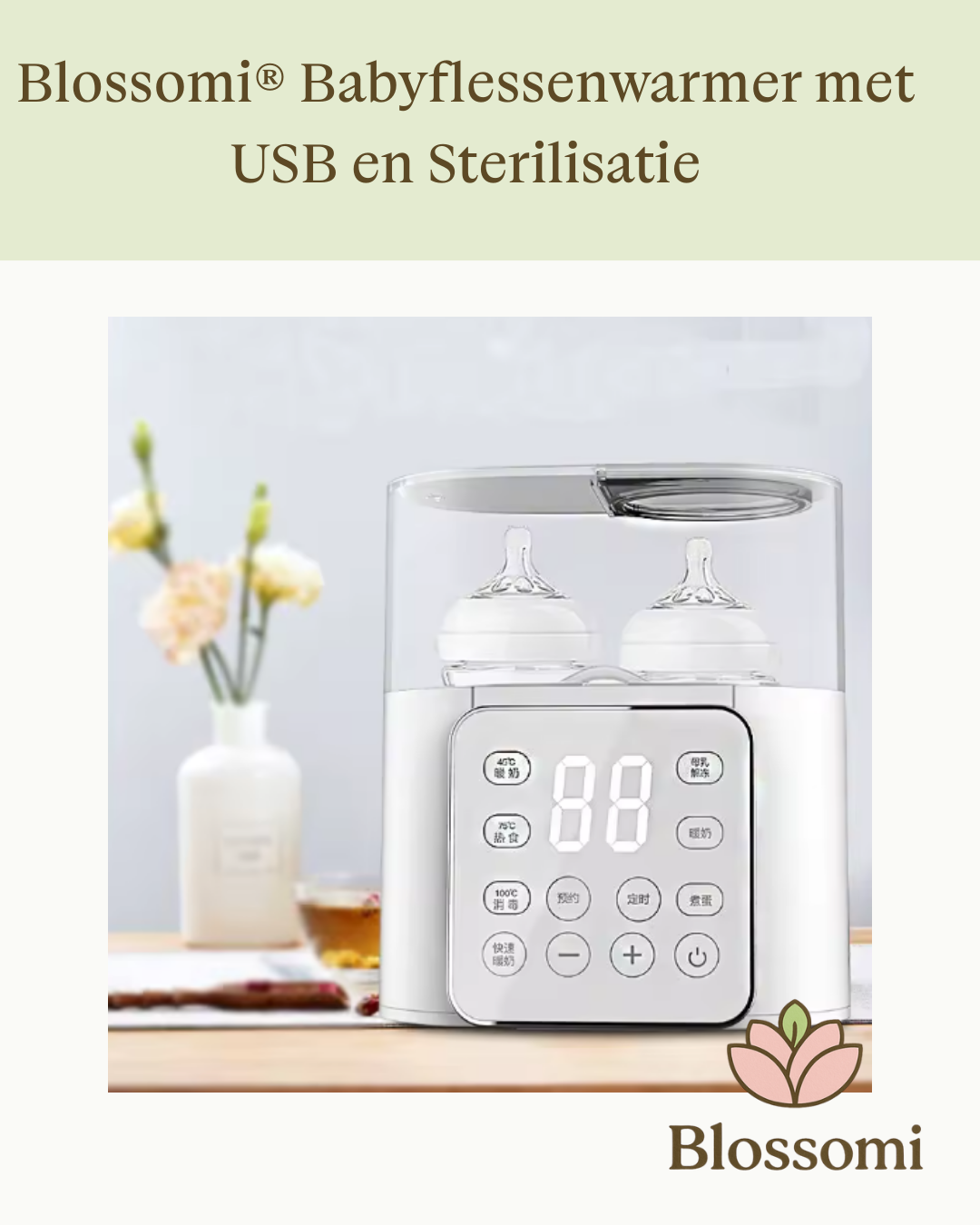 Blossomi Babyflessenwarmer met USB & Sterilisatie - 4-in-1